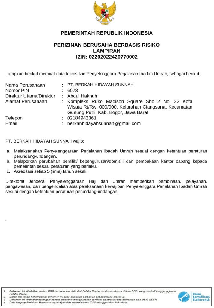 Legalitas Umrah Sunnah Travel